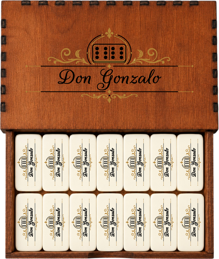 Dominó Signature personalizado en caja de madera