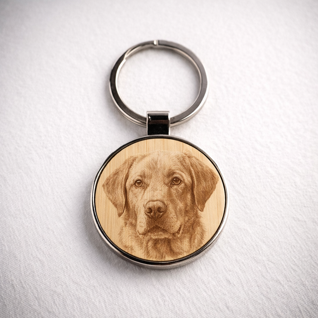 Llavero de bambú y metal Essenza