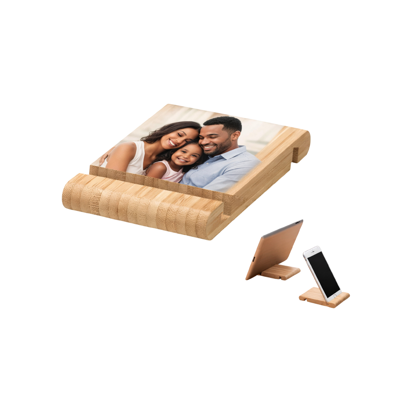 Soporte de Bambú para celulares y tablets