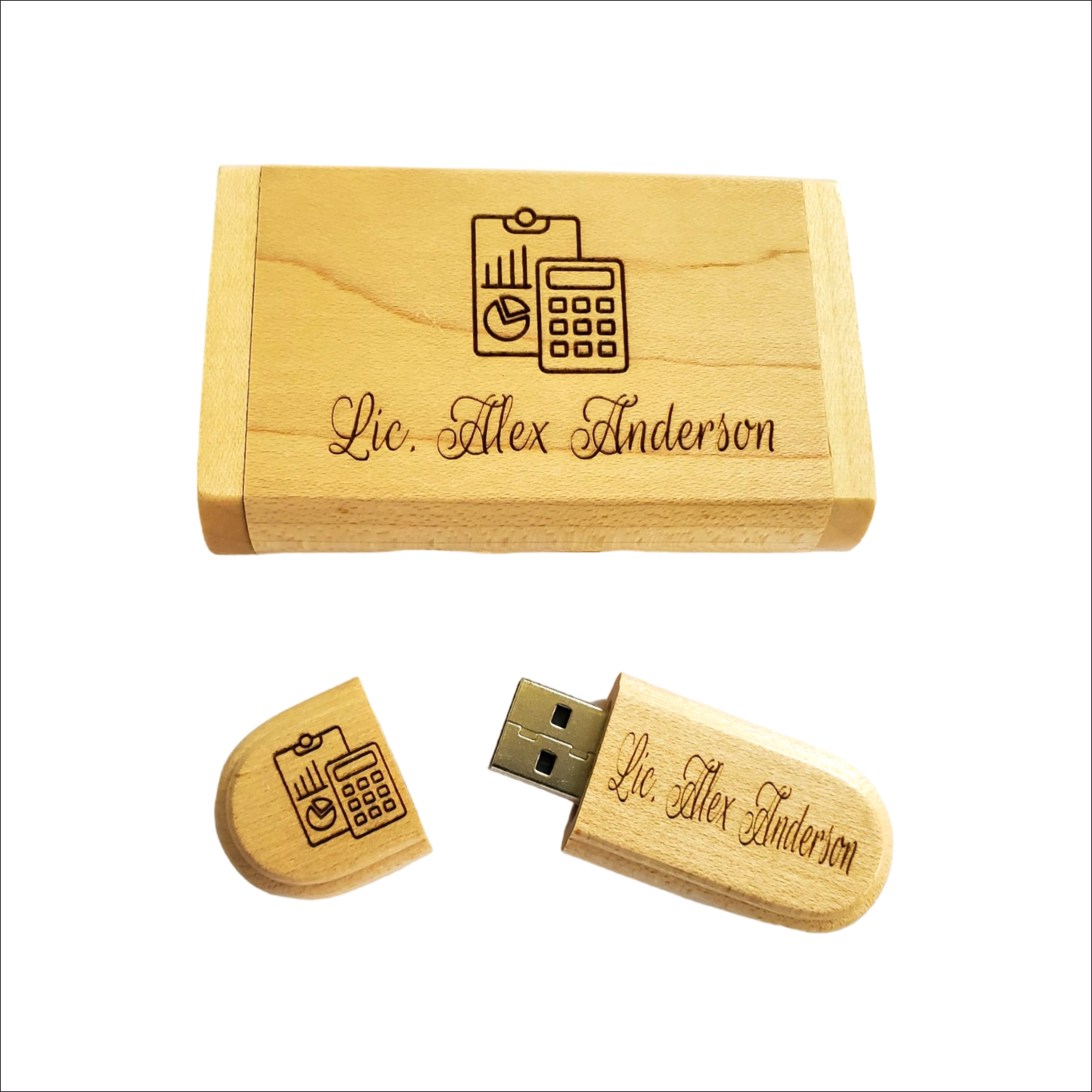 Memoria USB 64gb en madera con estuche