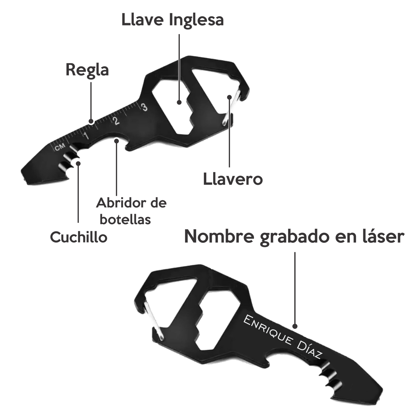 Llavero multiuso grabado a láser