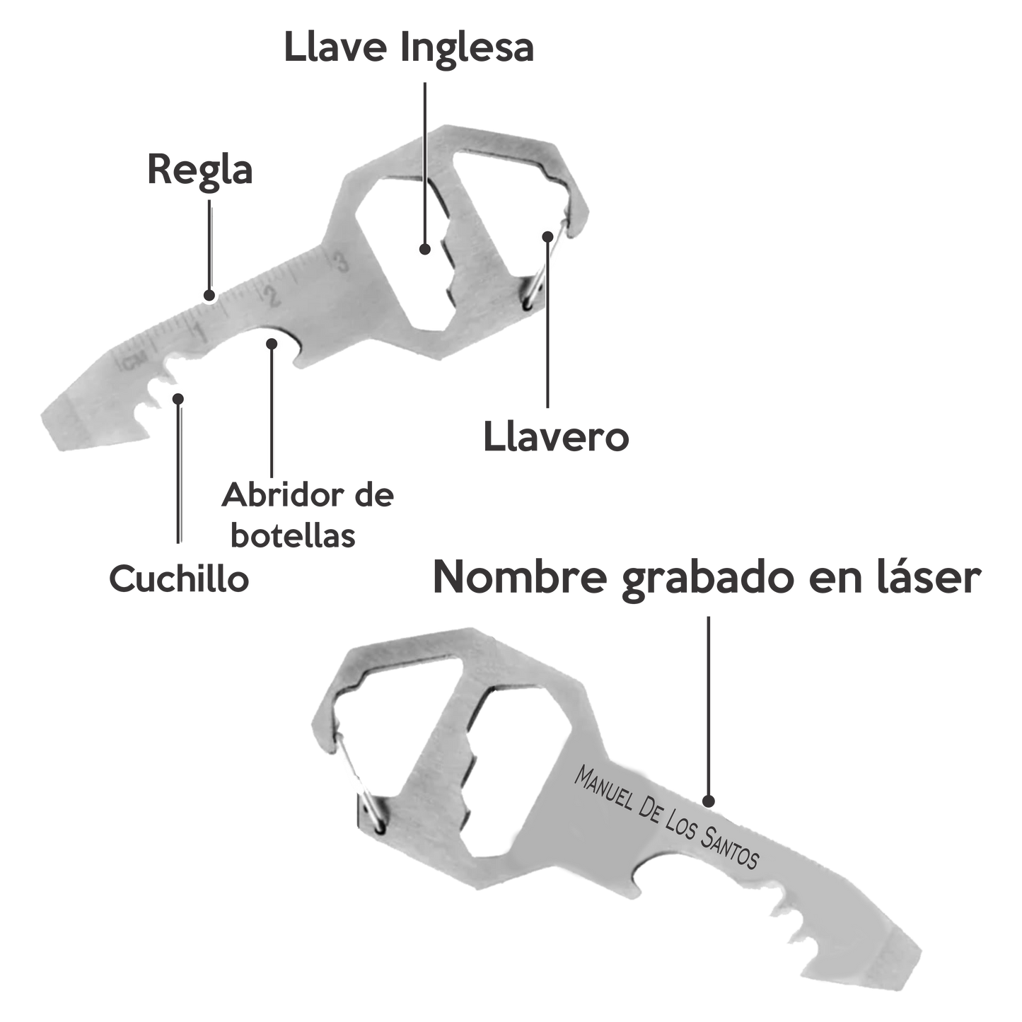 Llavero multiuso grabado a láser